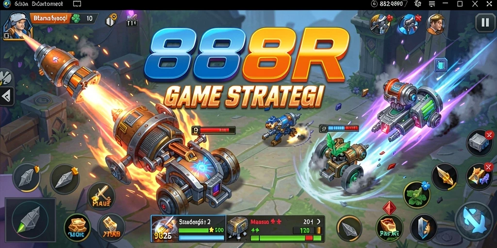 Tampilan gameplay <strong>888R</strong> yang menampilkan pertempuran strategis yang seru.