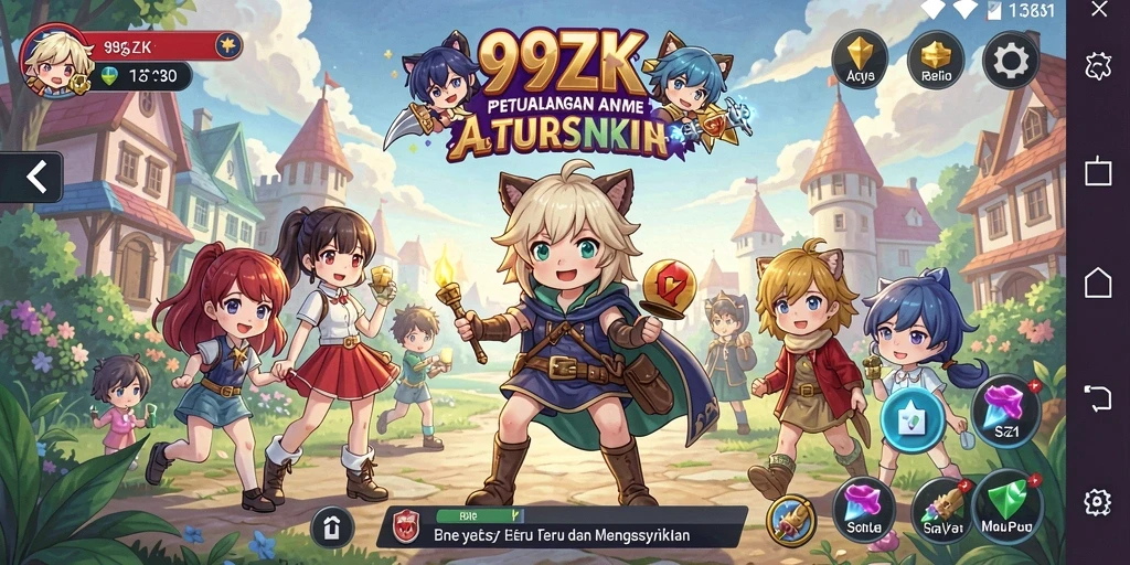 Screenshot utama 99ZK menampilkan pertarungan karakter Anime yang seru.