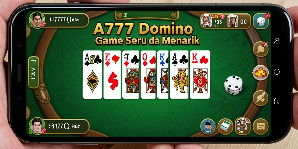 Screenshot utama A7777 menampilkan gameplay domino yang seru dan interaktif.