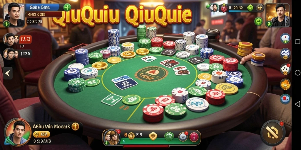 Tampilan gameplay QiuQiu yang seru dan dinamis.