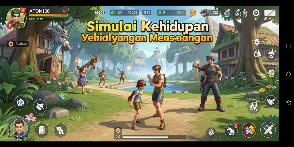Screenshot utama ATOM138 menampilkan gameplay simulasi yang menarik dan dinamis.
