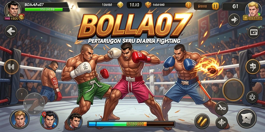 Gameplay BOLA07 menampilkan pertarungan seru dengan karakter unik.