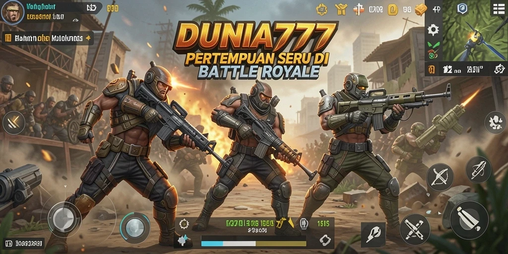 Screenshot DUNIA777 memperlihatkan aksi seru dalam permainan Battle Royale.