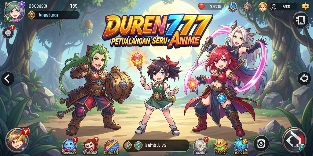 Tampilan gameplay DUREN777 yang menakjubkan dengan karakter anime yang menarik.