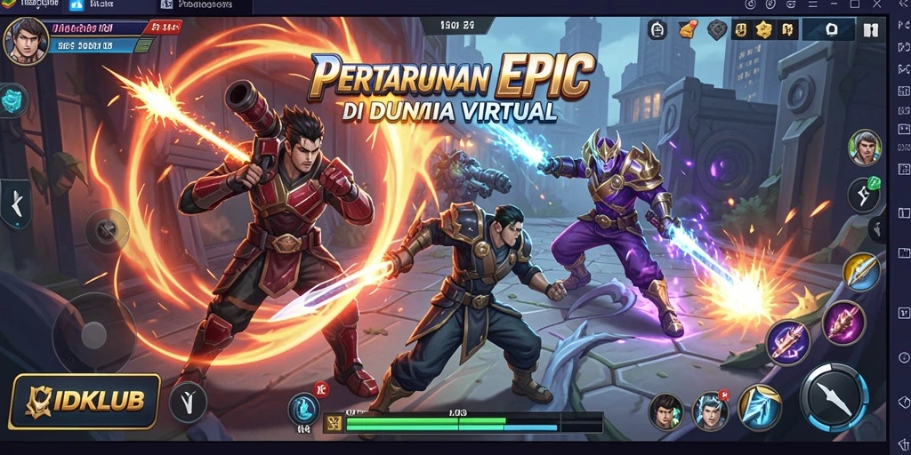 Gameplay Fighting mendebarkan di IDKLUB dengan karakter unik.