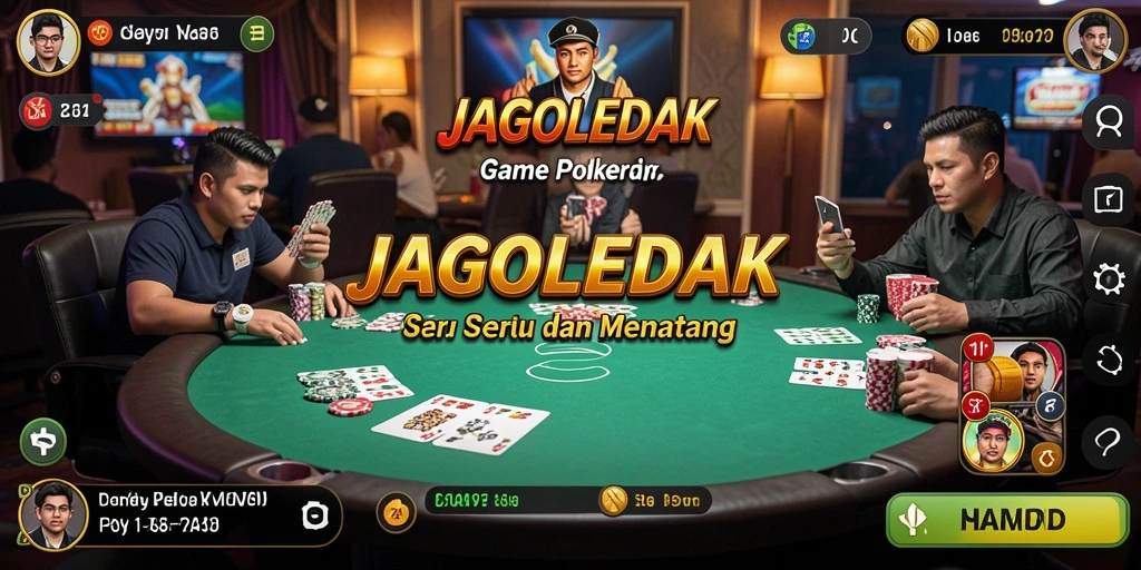 Gameplay poker seru di JAGOLEDAK dengan fitur interaksi sosial.