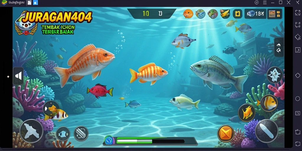 Screenshot gameplay JURAGAN404 yang menampilkan aksi menyenangkan Tembak Ikan.