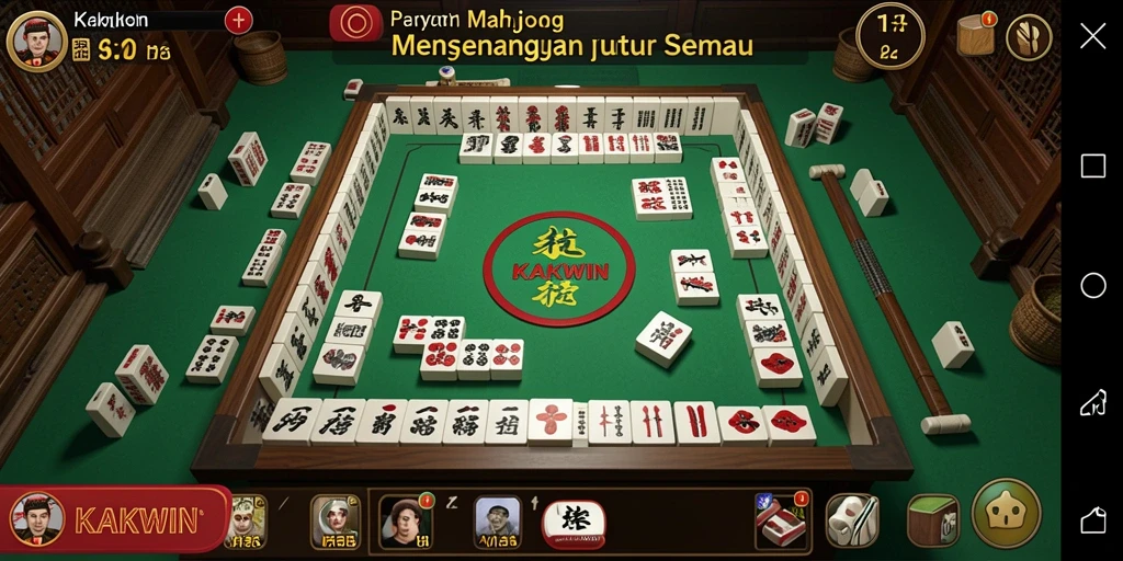 Tangkapan layar gameplay KAKWIN dengan desain Mahjong yang menarik.