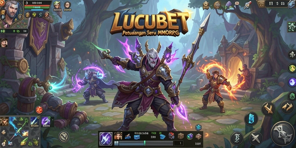 Gameplay LUCUBET menampilkan pertempuran epik dan eksplorasi dunia yang luas.