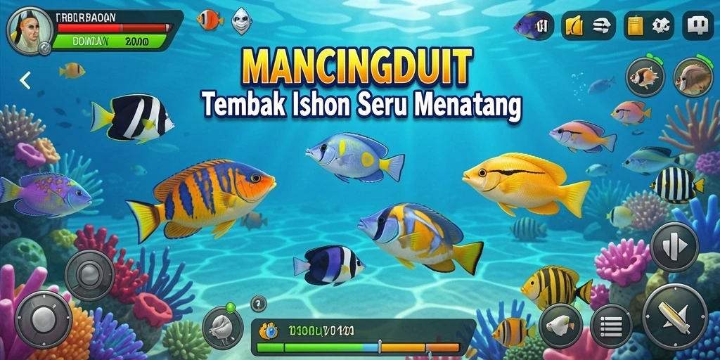 Gameplay menarik MANCINGDUIT dengan berbagai ikan untuk ditangkap.