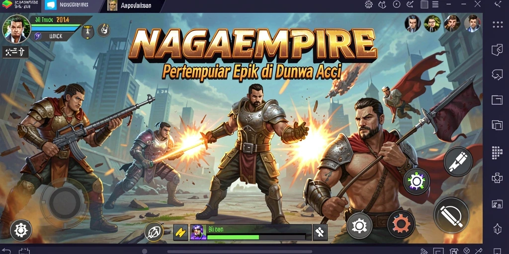 Screenshot utama NAGAEMPIRE menampilkan aksi bertempur yang mendebarkan.