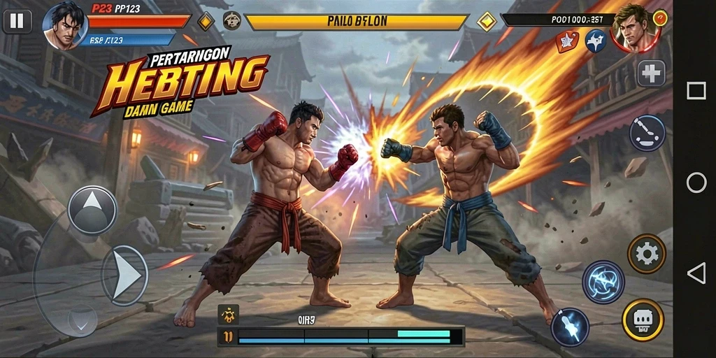 Gameplay PP123 menampilkan karakter bertarung dalam pertarungan epik.
