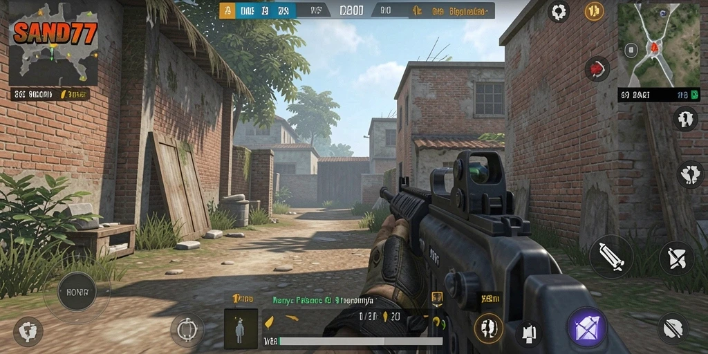 Tampilan gameplay intens dari SAND77 yang menegangkan.