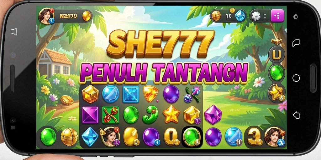 Tampilan screenshot SHE777 menunjukkan gameplay Match-3 yang seru dan menantang.