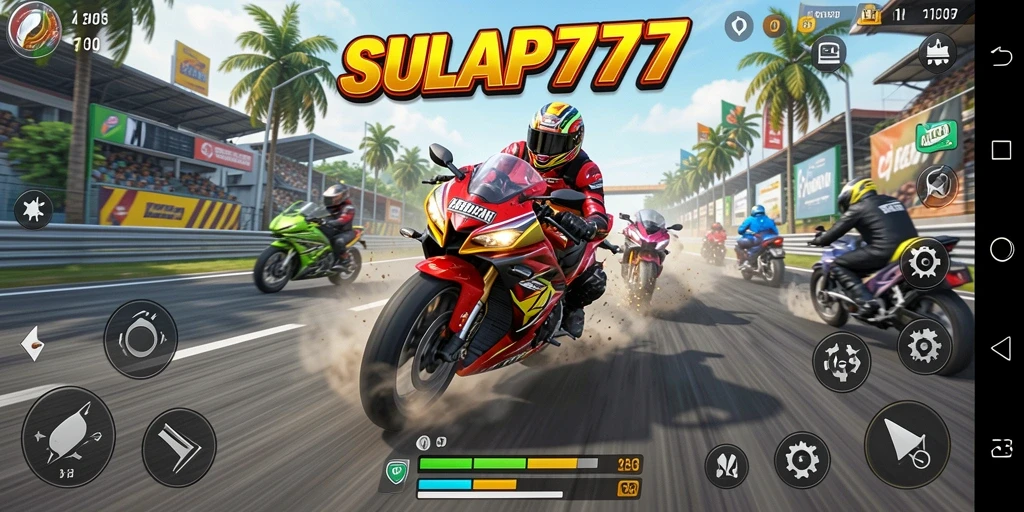Tangkapan layar SULAP777 menampilkan aksi balapan motor yang mendebarkan.