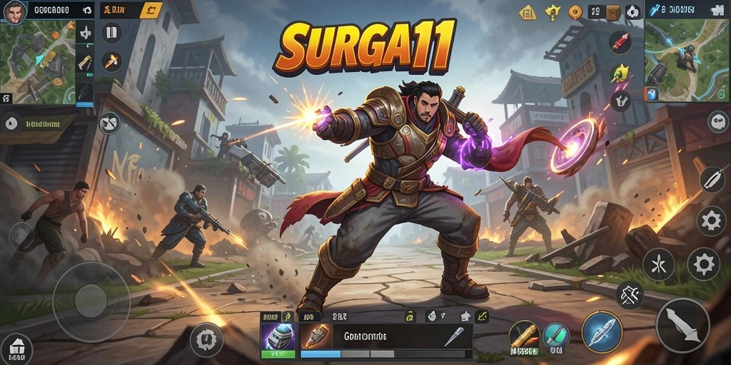 Screenshot SURGA11 menampilkan aksi seru dalam pertarungan Battle Royale